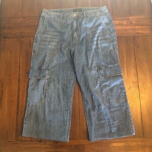 Sanctuary Denim Los Angeles Womens Size 31 Blue Utility Cargo Cropped Capri Pant